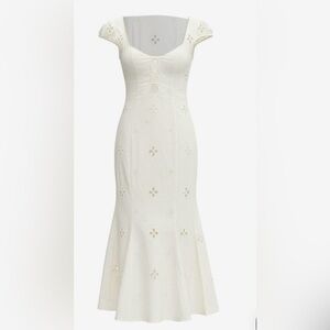 Midi White Floral Dress